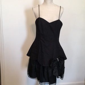 Positively Ellen Vintage party dress black with rhinestone bow made in USA